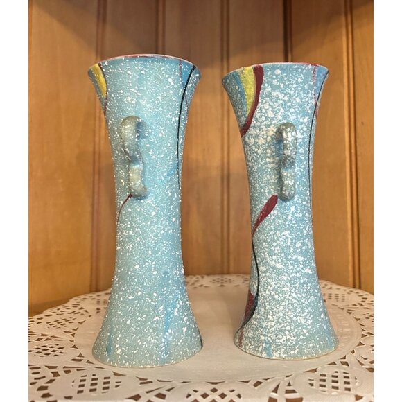 Set of 2 Vintage Bitossi Londi Fontanini Gambone Italian Pottery Handled Vases - Picture 2 of 9